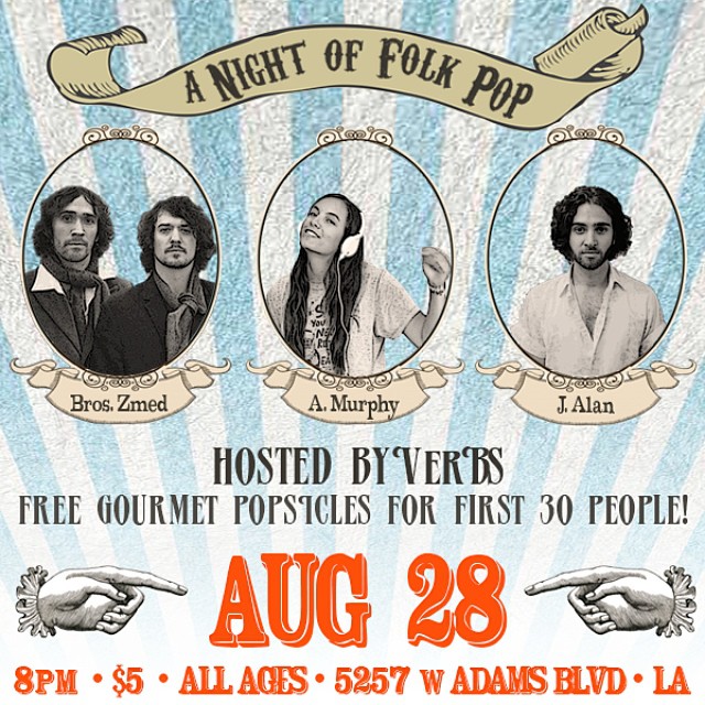 we are playing at #faisdodo this thurs with some of the coolest dudes I know! plus, free Popsicles! AND host by @verbsisthehomie!!! it's gonna be epic! come to it!!! #LA #localmusic #folkpop #jamesalan #thezmedbrothers #aliciamurphy