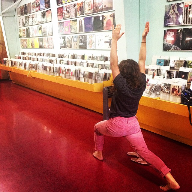 record store yoga! #welovetexas
