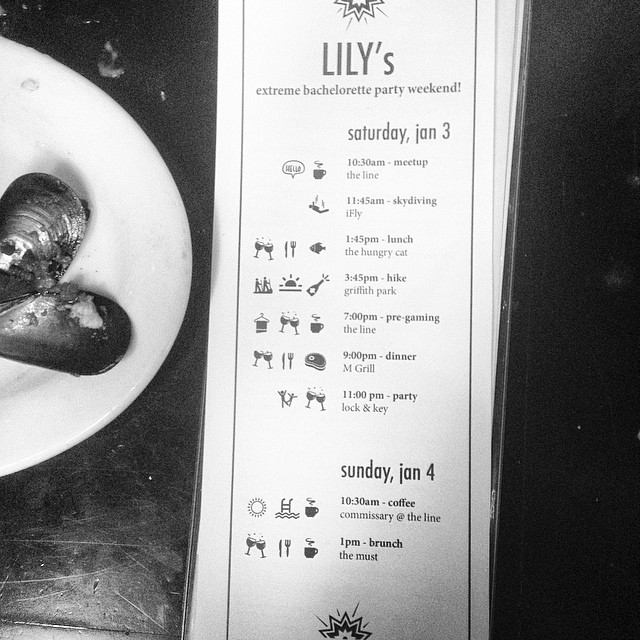 Lily's party menu!