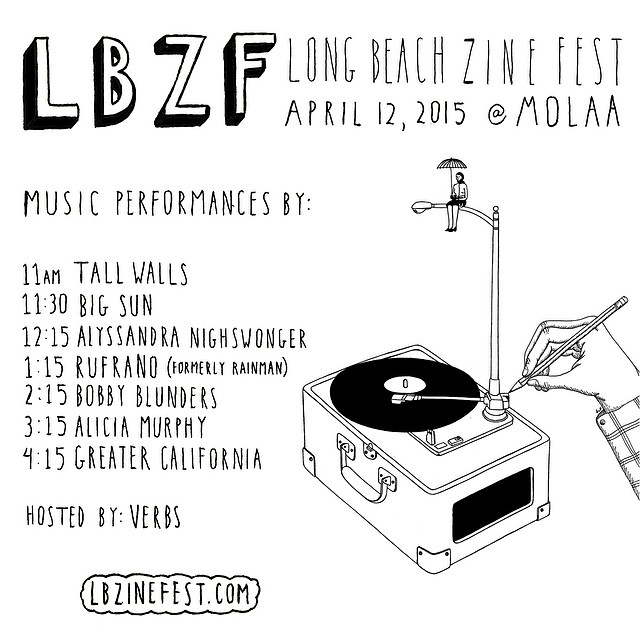 tomorrow is @lbzinefest!!!! there will be local music! Zines galore! coffee by @roseparkroasters! art! workshops + panels! so much goodness! and it's free! come hang out and enjoy this super duper fest! oh and it is at #MOLAA! yay! #lbzf #lbzinefest #longbeach #localmusic #DIY #zines #zinelife #zinsters #davevanpatten #verbsisthehomie #tallwalls #bigsun #rufrano #alyssandranighswonger #bobbyblunders #greatercalifornia #aliciamurphy #roseparkroasters