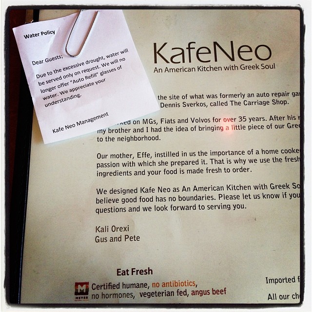 our favorite spot in LB, @kafeneo knows what's up. #therealdeal #conservewater #reduceyeruse