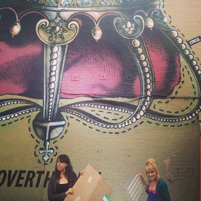 prepping some ultra diy carnival games with disco cisco and @egersis for the ultimate hat party were throwing on oct 30 at fais do-do. wear a rad crown like this one yo. #hallowzine #zines #diy