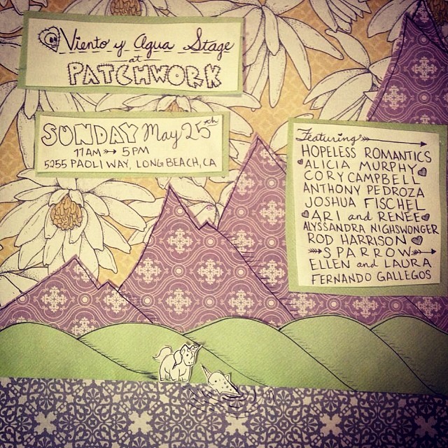 we will be playing @patchworkandcraftcation in long beach this sunday!! yay #patchworkshow! we play at 11:30am! come hang out with us and all these other cool cats! there are so many lovely things to see and eat and hear!