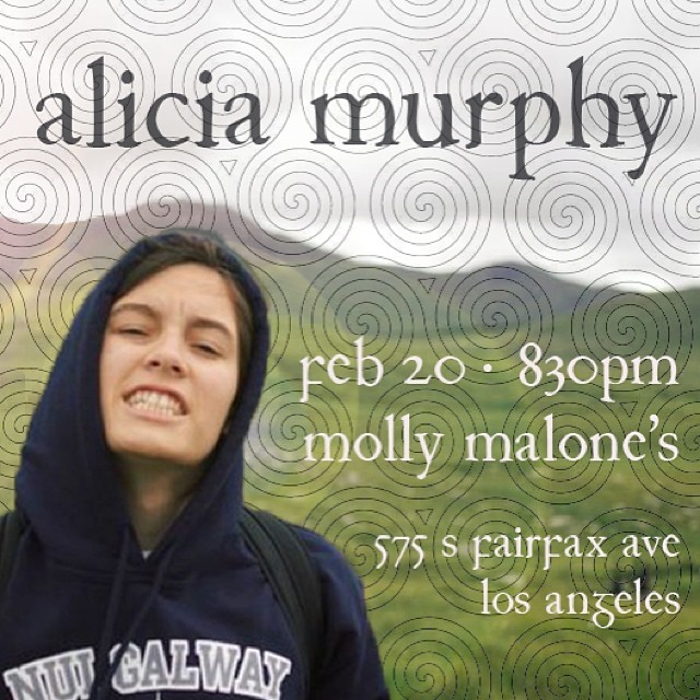 we have a show next Thursday (feb 20)! @mollymalonesLA! come grab a beer and hear some tunes :) woot!